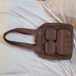 LUG Quilted Puddle Jumper Travel Overnight Duffel Bag Color Brown